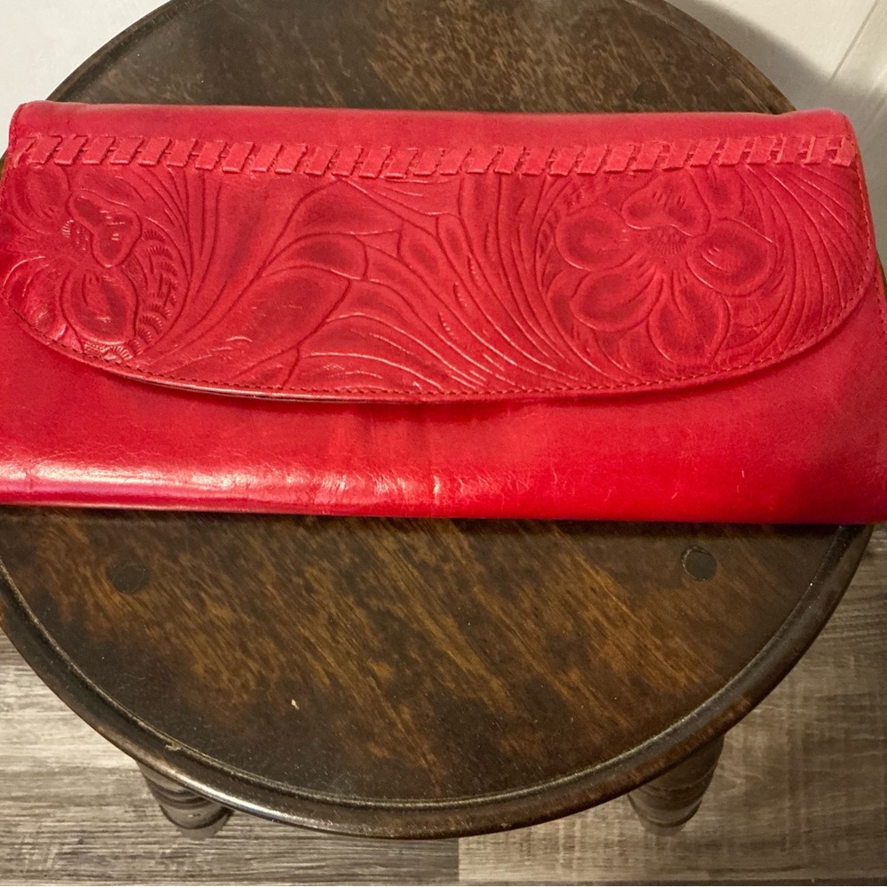 HOBO Red Leather Clutch Wallet